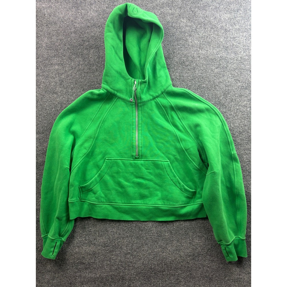 Lululemon Scuba Half Zip Hoodie Women M/L Green Oversized Cropped Sweatshirt